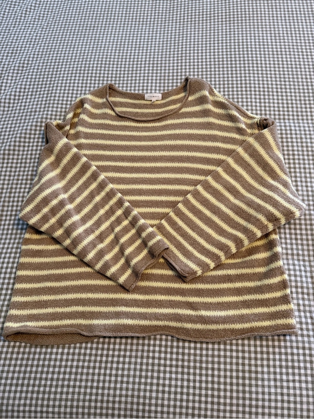 Promesa Striped Crewneck Sweater in Cream, Brown and Yellow